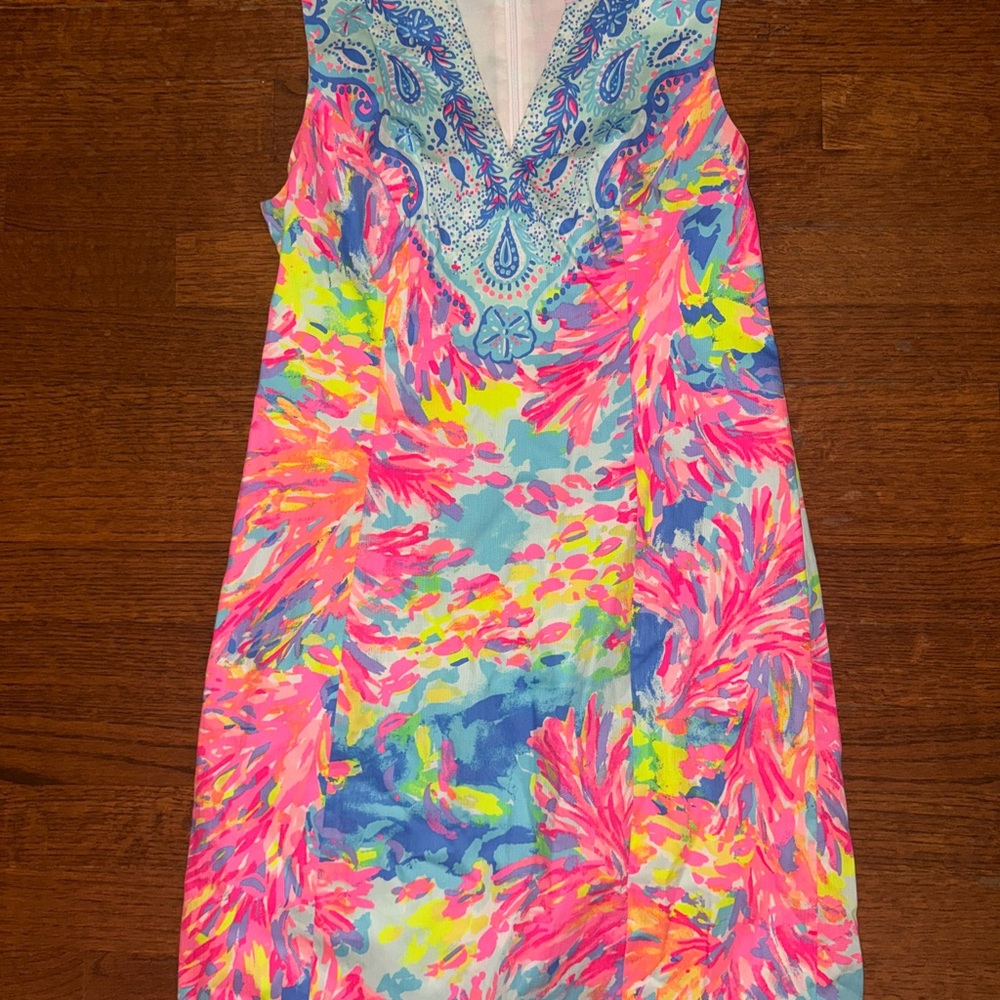 LILLY PULITZER Fallon Shift Dress Bright
Palm Beach Pink Blue Printed size 2
